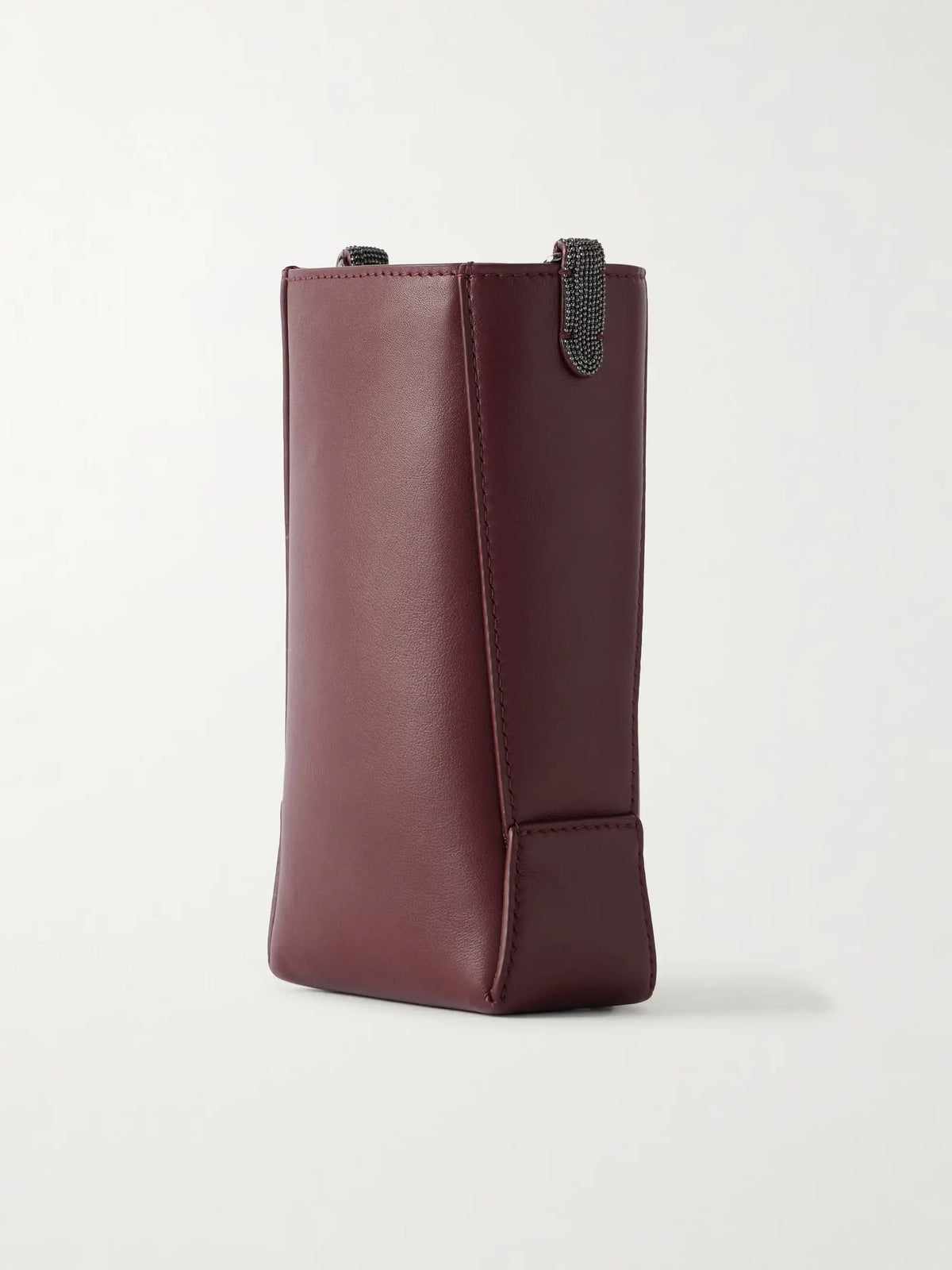 Bead-embellished Leather Pouch
