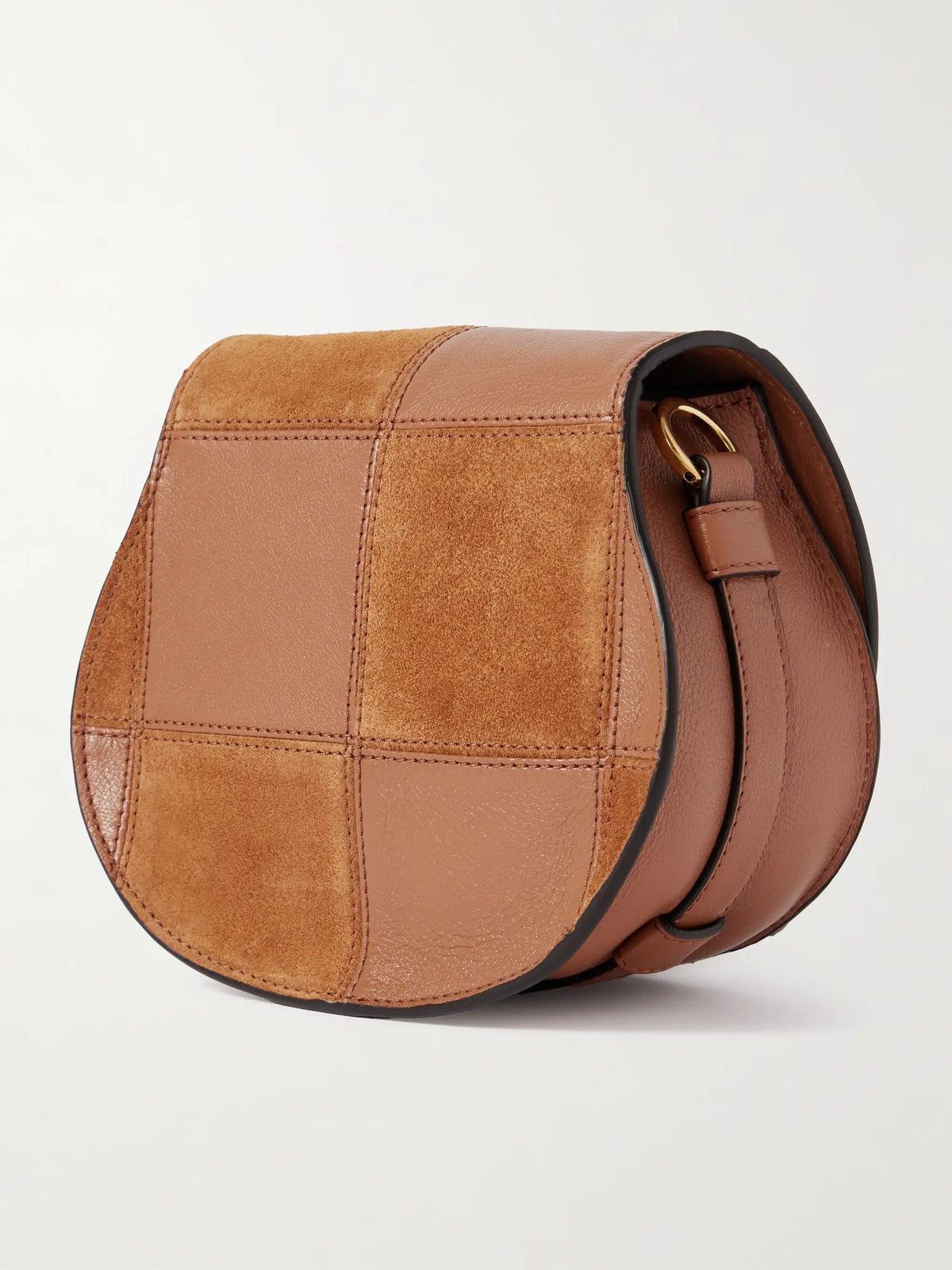 Marcie Patchwork Leather And Suede Shoulder Bag