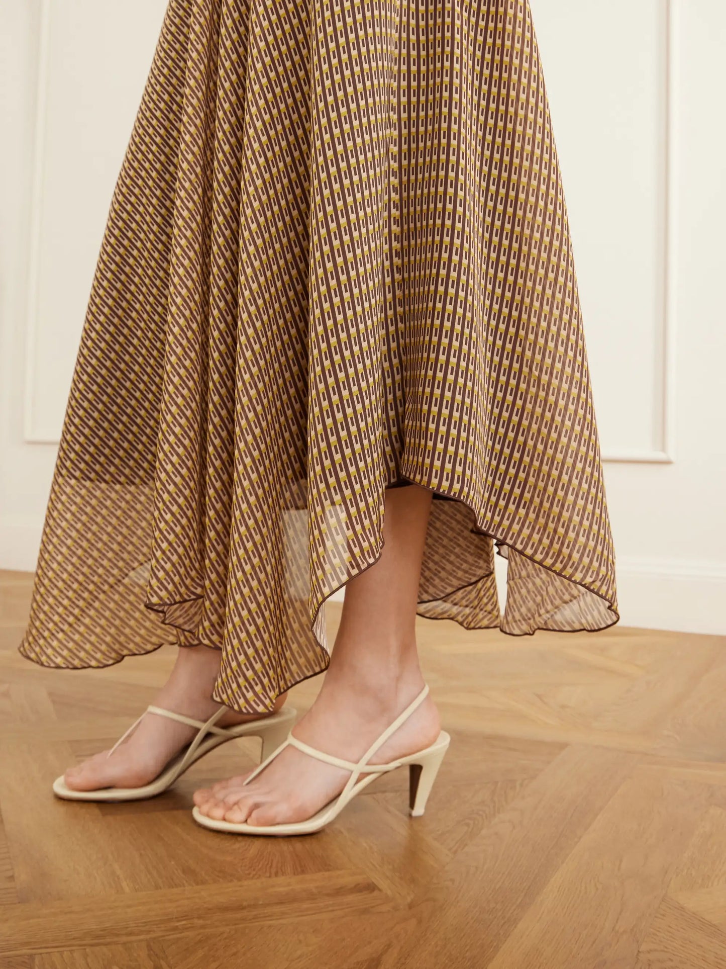 Cooper Asymmetric Printed Chiffon Maxi Skirt