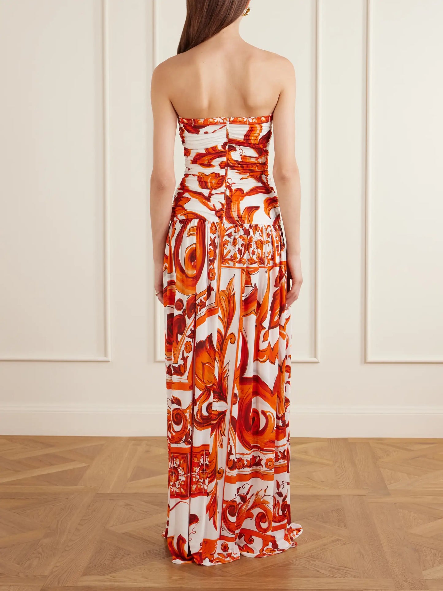 Printed Organza Maxi Dress