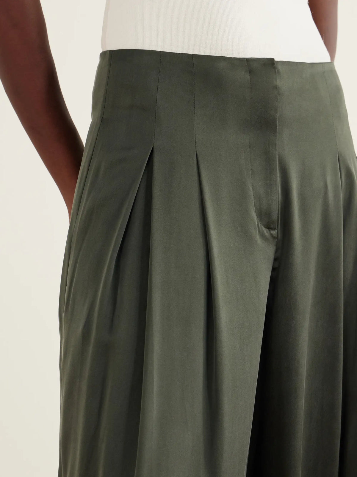 TWP Drew Pleated Silk-blend Charmeuse Mid-rise Wide-leg Pants