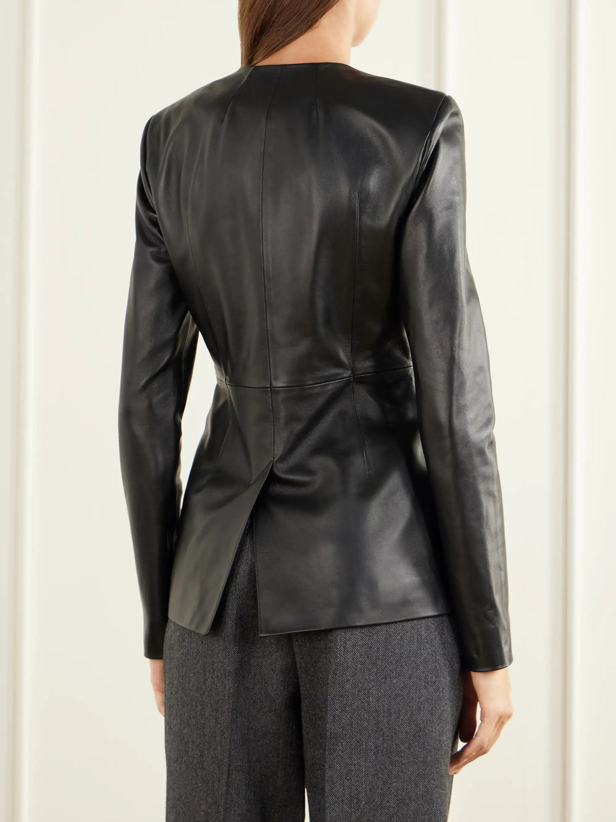 TOVE Jed Darted Paneled Leather Jacket