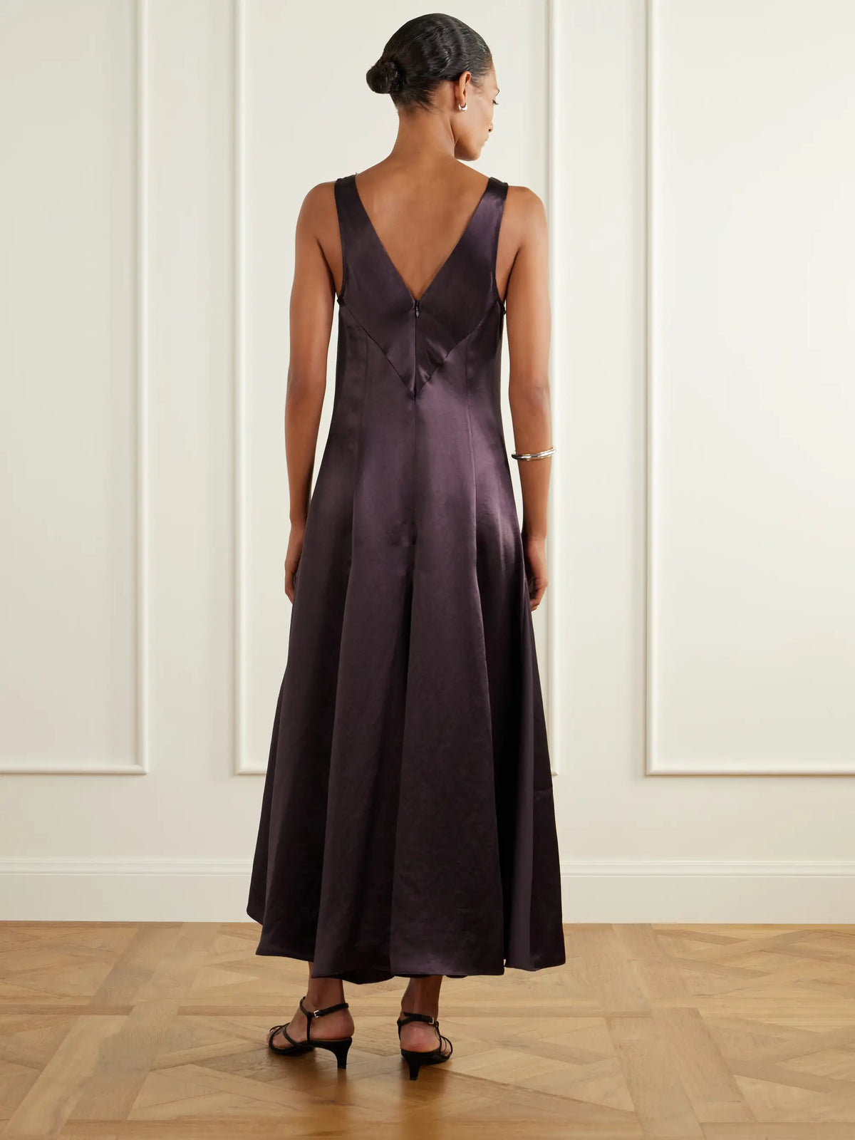Maria McManus Lace-trimmed Satin Midi Dress