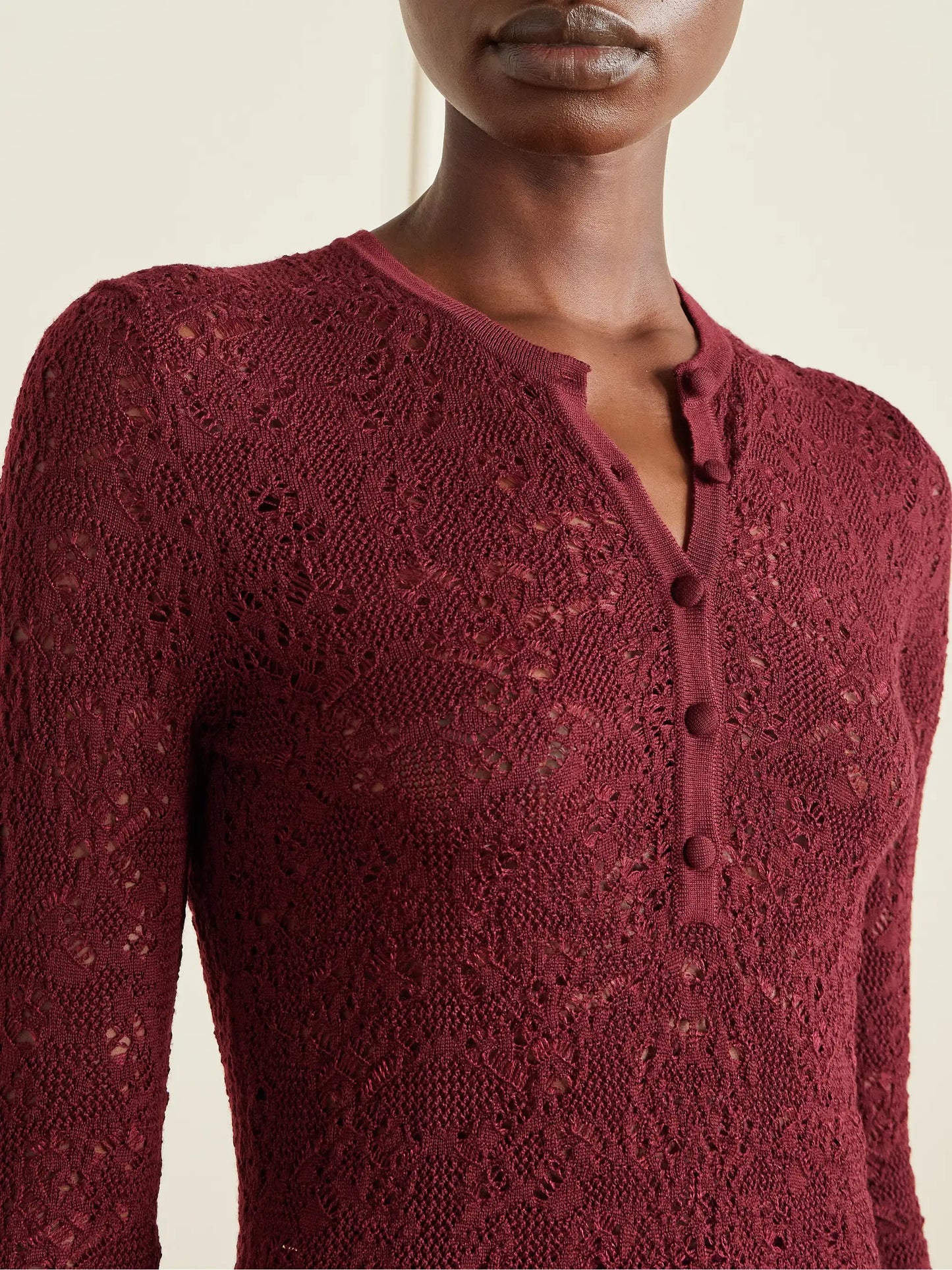 Gaviran Pointelle-knit Wool Henley Top