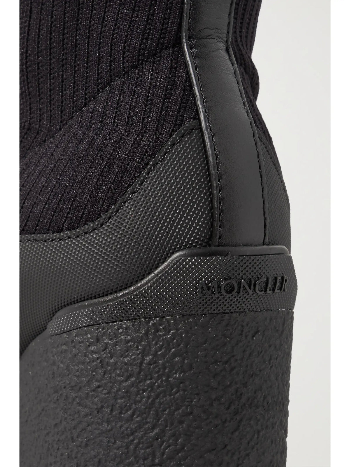 Splora Leather And Rubber-trimmed Ribbed Stretch-knit Ankle Boots