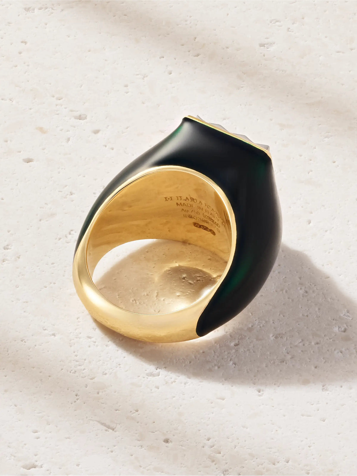 Tuxedo 18-karat Gold, Diamond And Enamel Ring