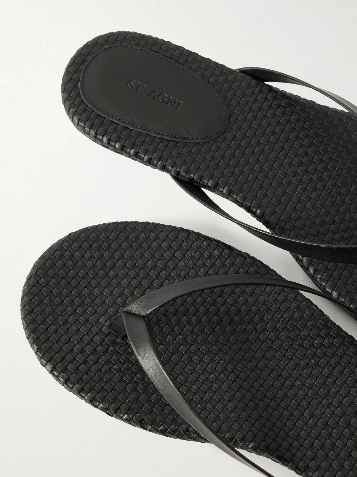 Woven Leather Flip Flops