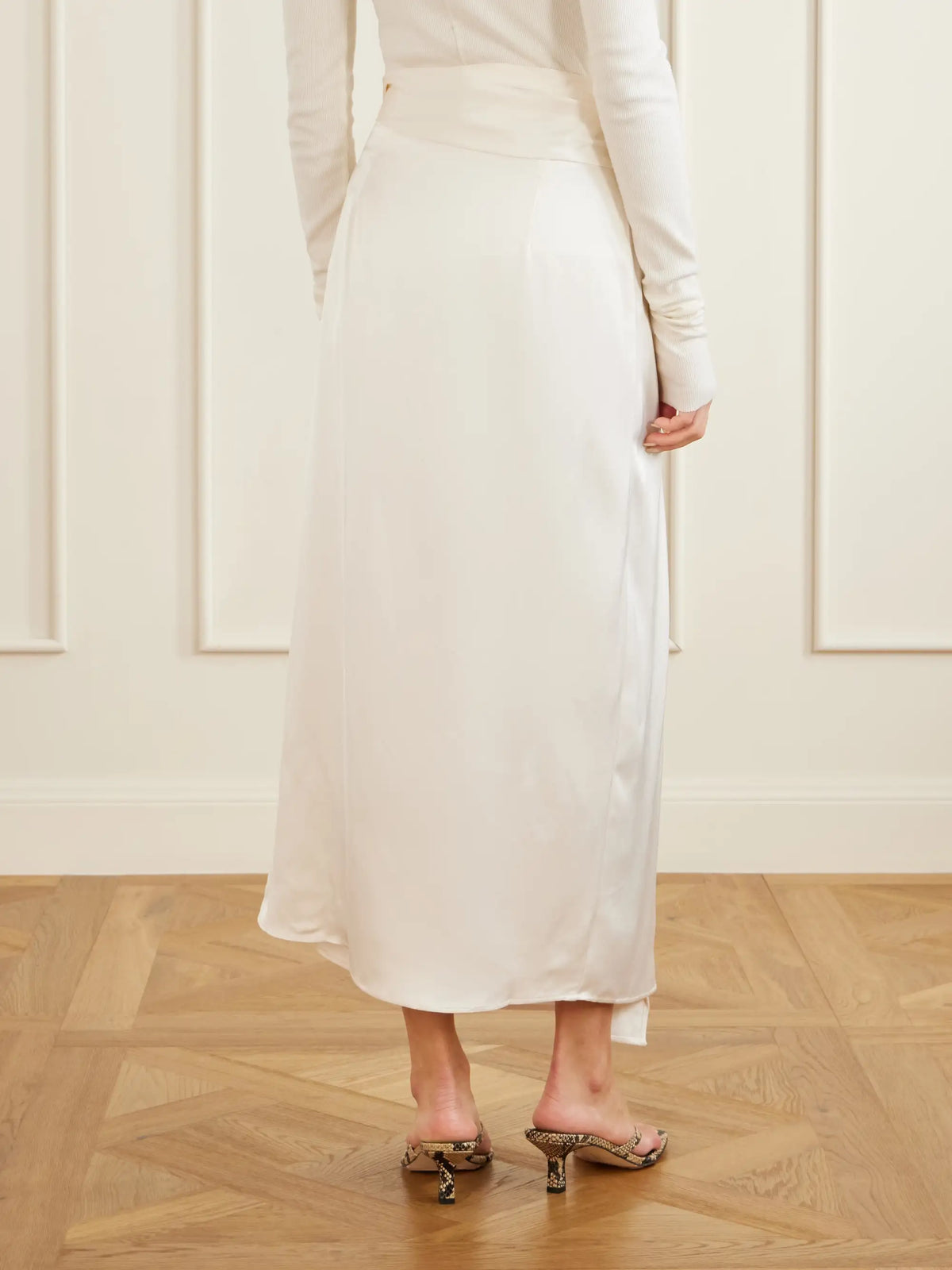 RÓHE Draped Satin Midi Wrap Skirt