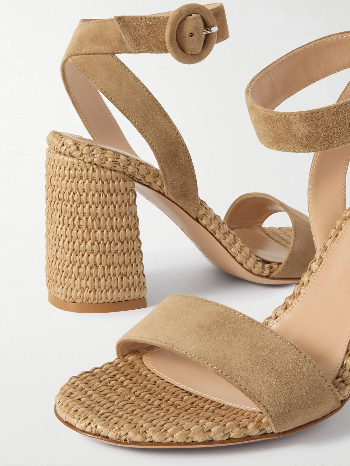 Luana 85 Suede And Raffia Sandals