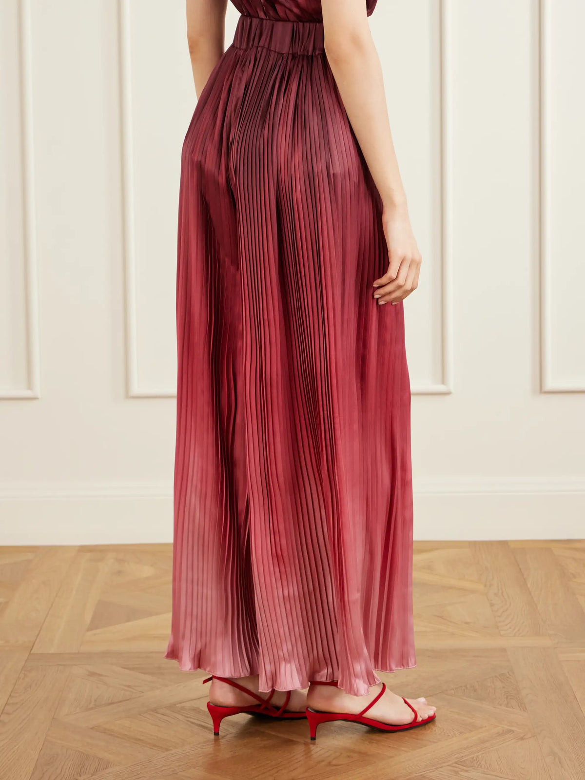 Ombré Plissé-taffeta Wide-leg Pants
