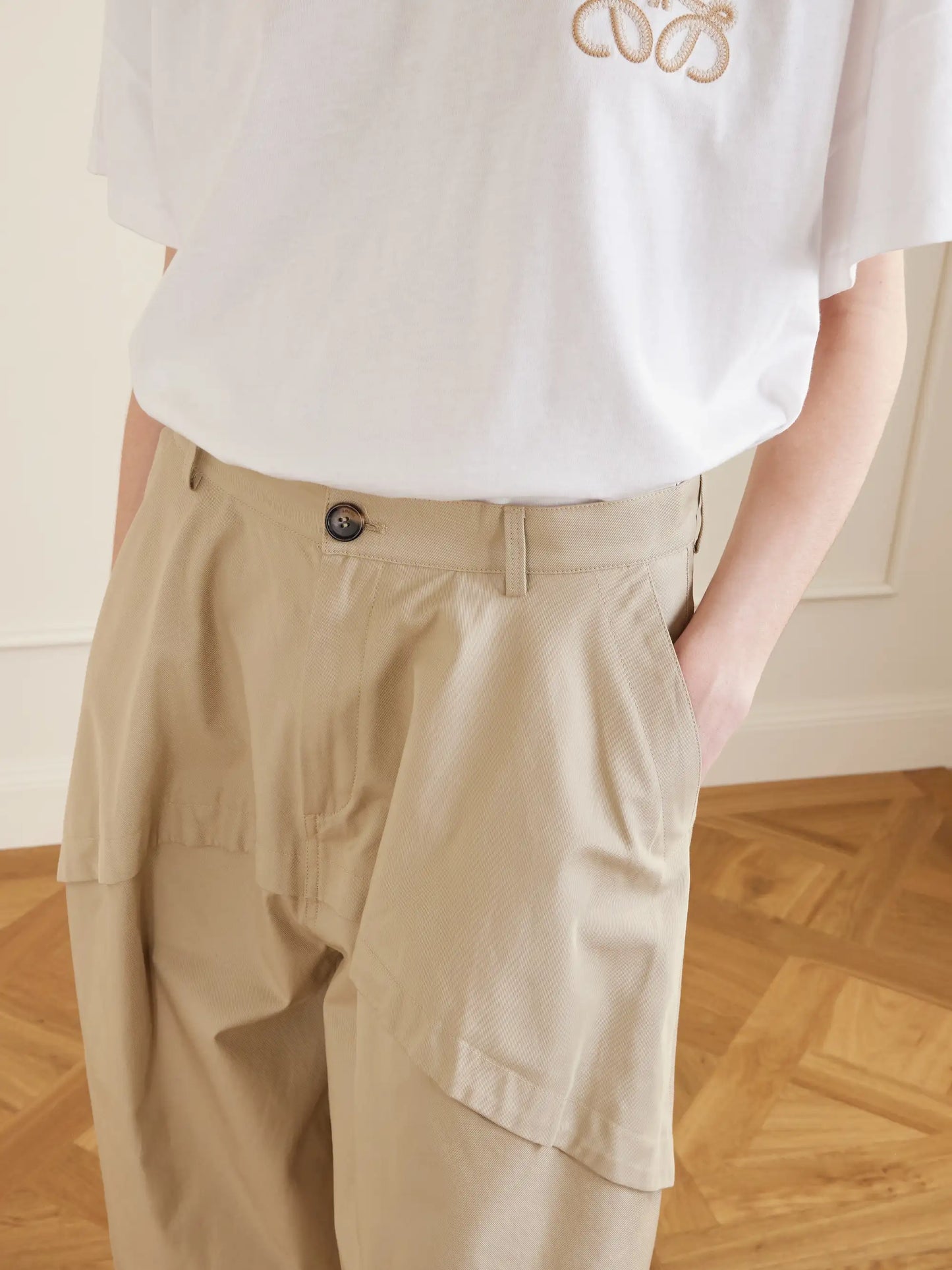 + Paula's Ibiza Paneled Cotton Gabardine Wide-leg Pants