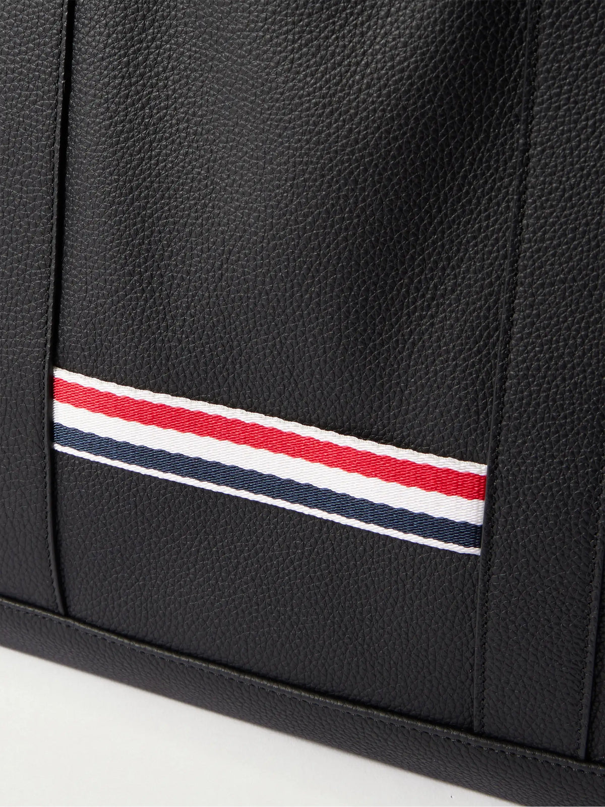 Thom Browne Tool Striped Grosgrain-trimmed Full-grain Leather Tote