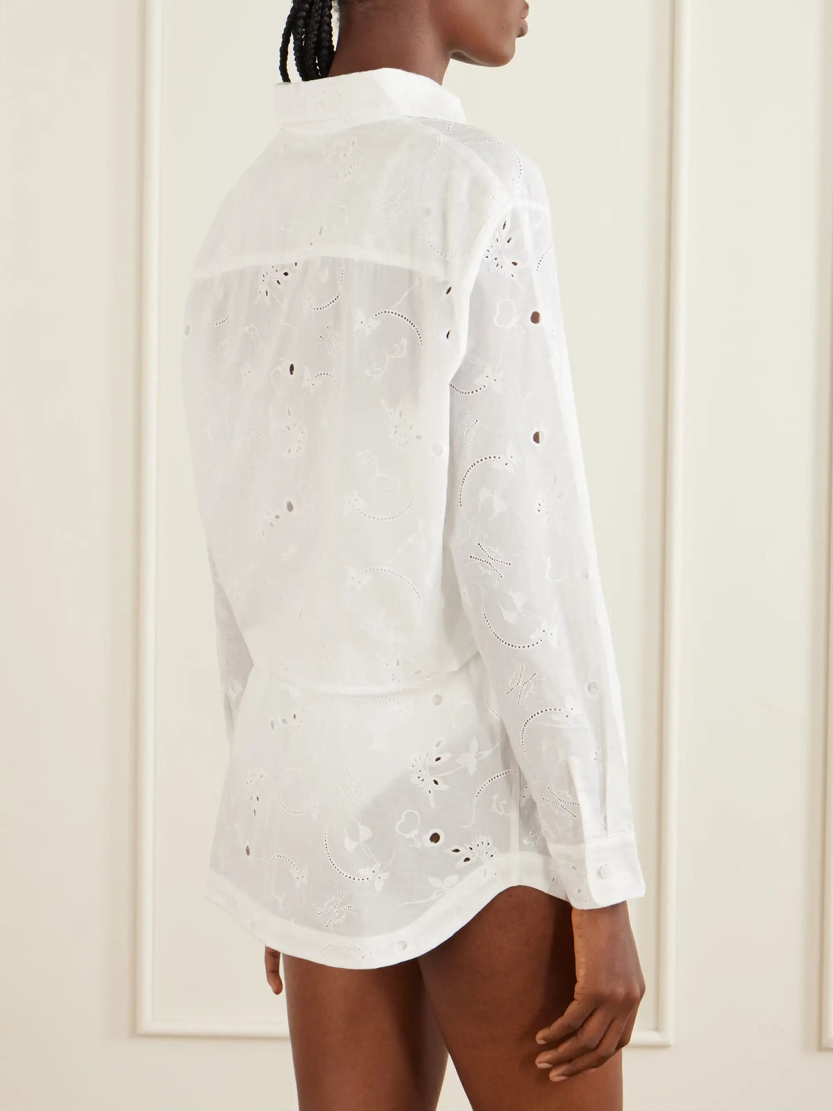 Kiki de Montparnasse Simone Cropped Broderie Anglaise Cotton Shirt