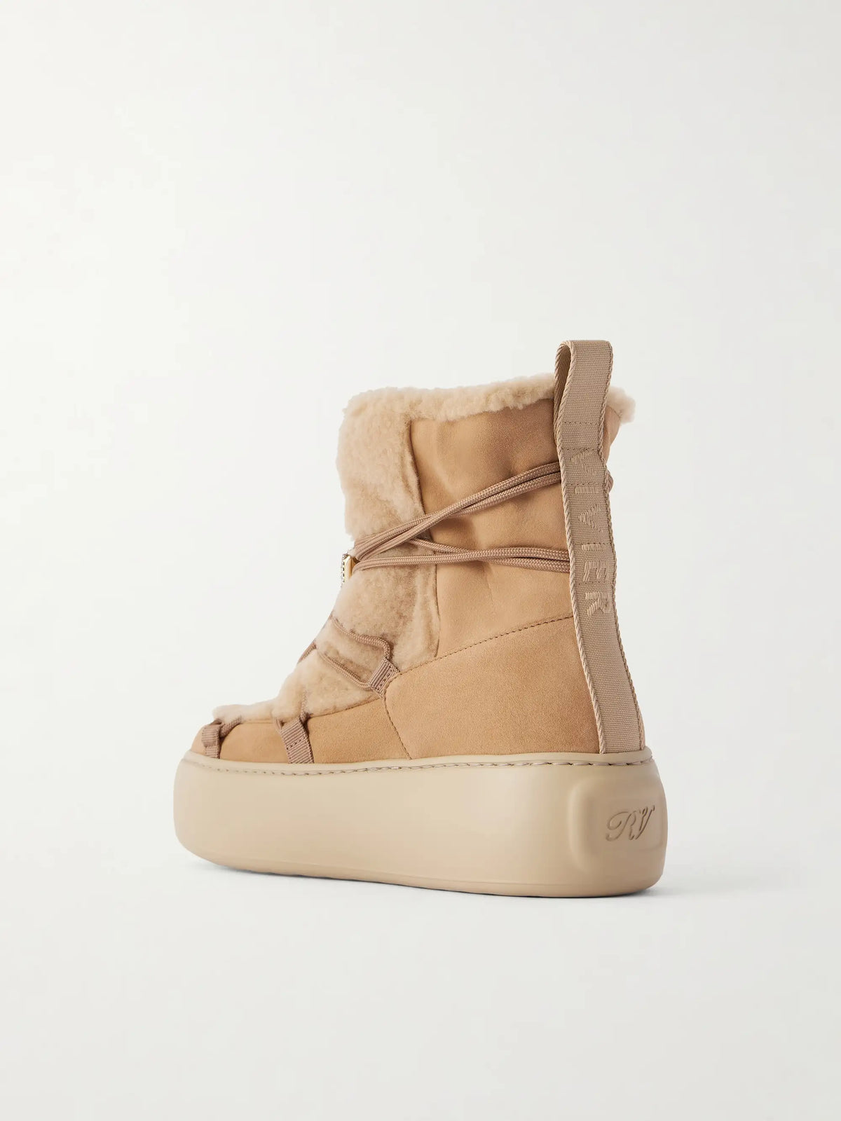 Roger Vivier Viv Up Shearling-trimmed Suede Ankle Boots
