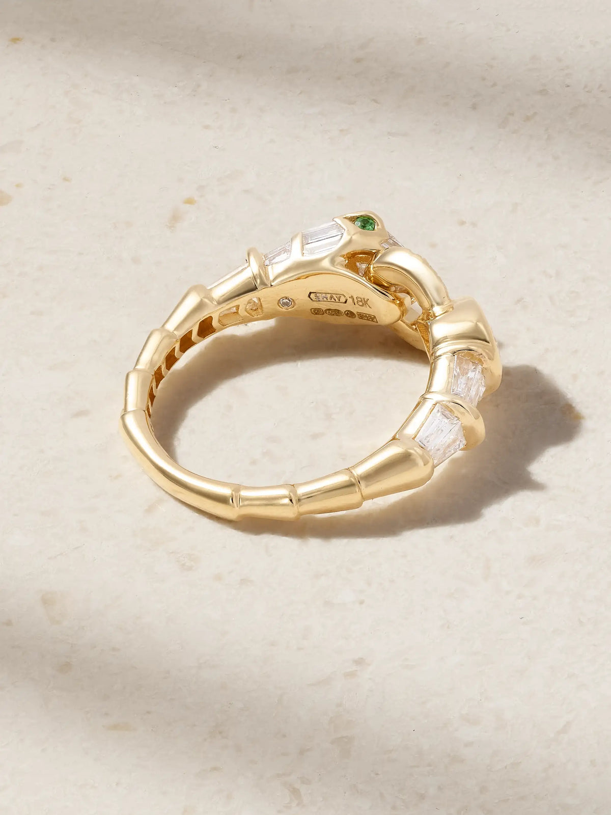 Serpentine 18-karat Gold, Diamond And Garnet Ring