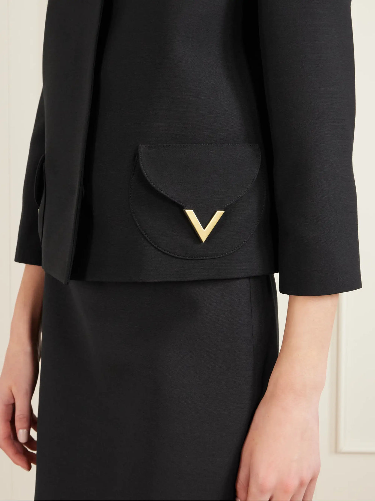 Button-detailed Embellished Wool And Silk-blend Crepe Jacket