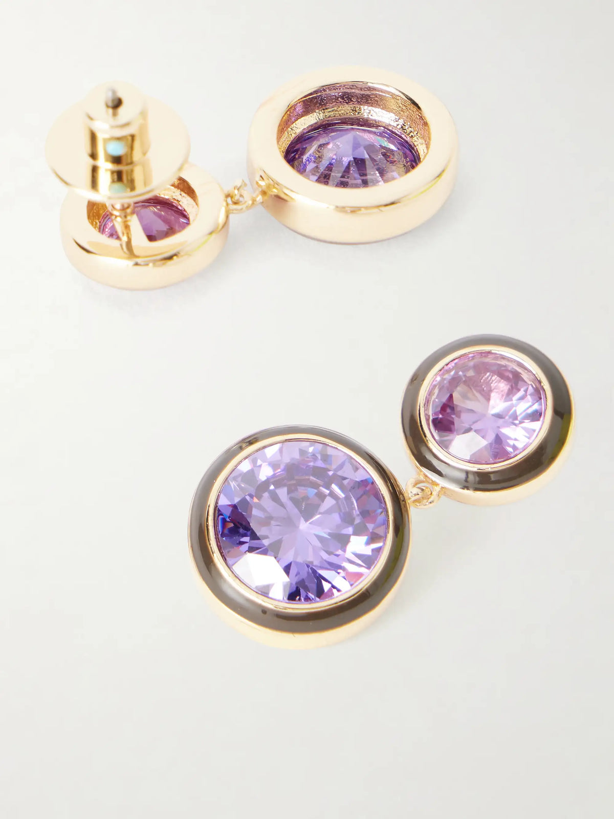 The Cubic Double Gold-tone, Cubic Zirconia And Enamel Earrings