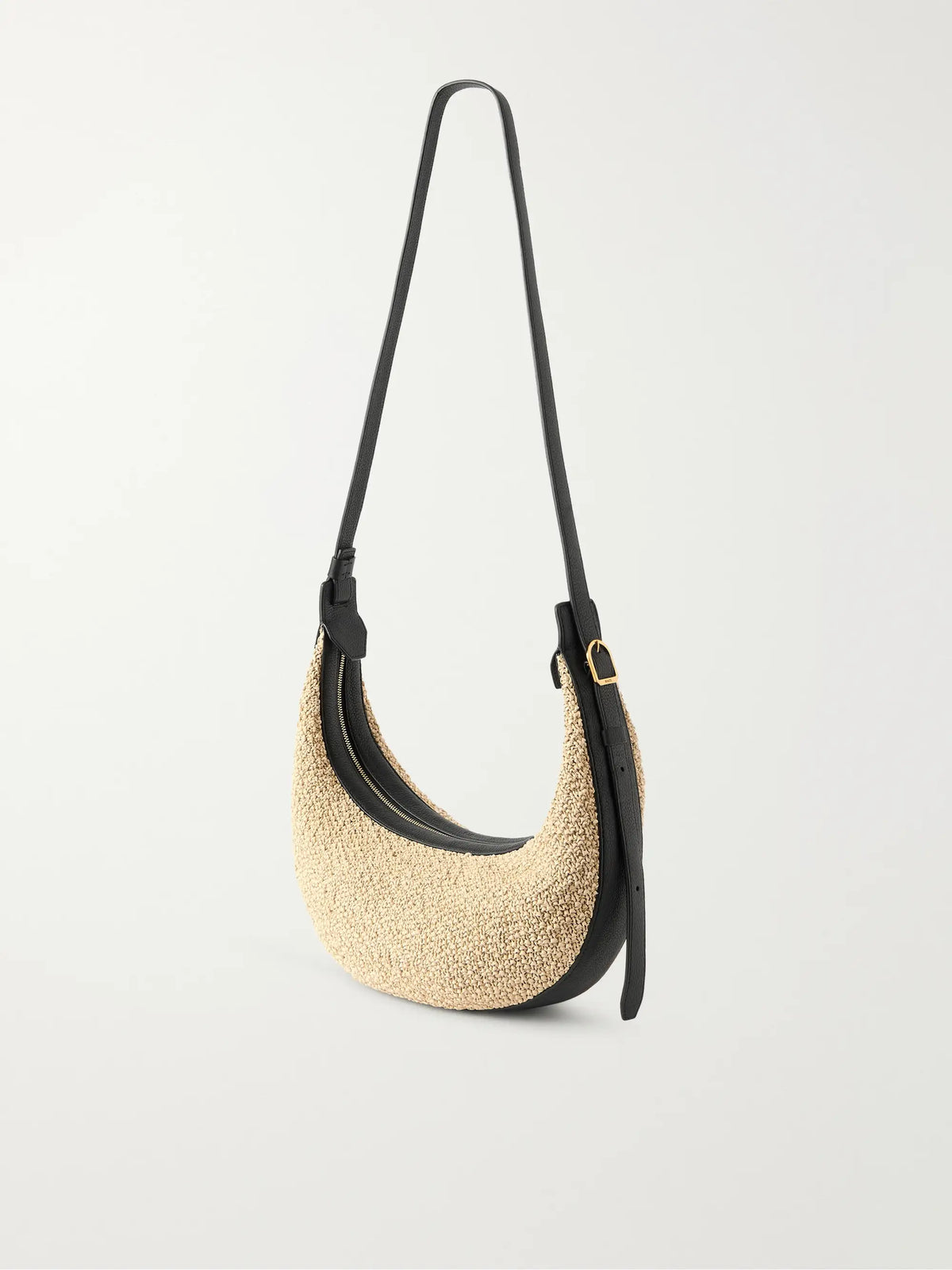 Augustina Small Leather-trimmed Raffia Shoulder Bag