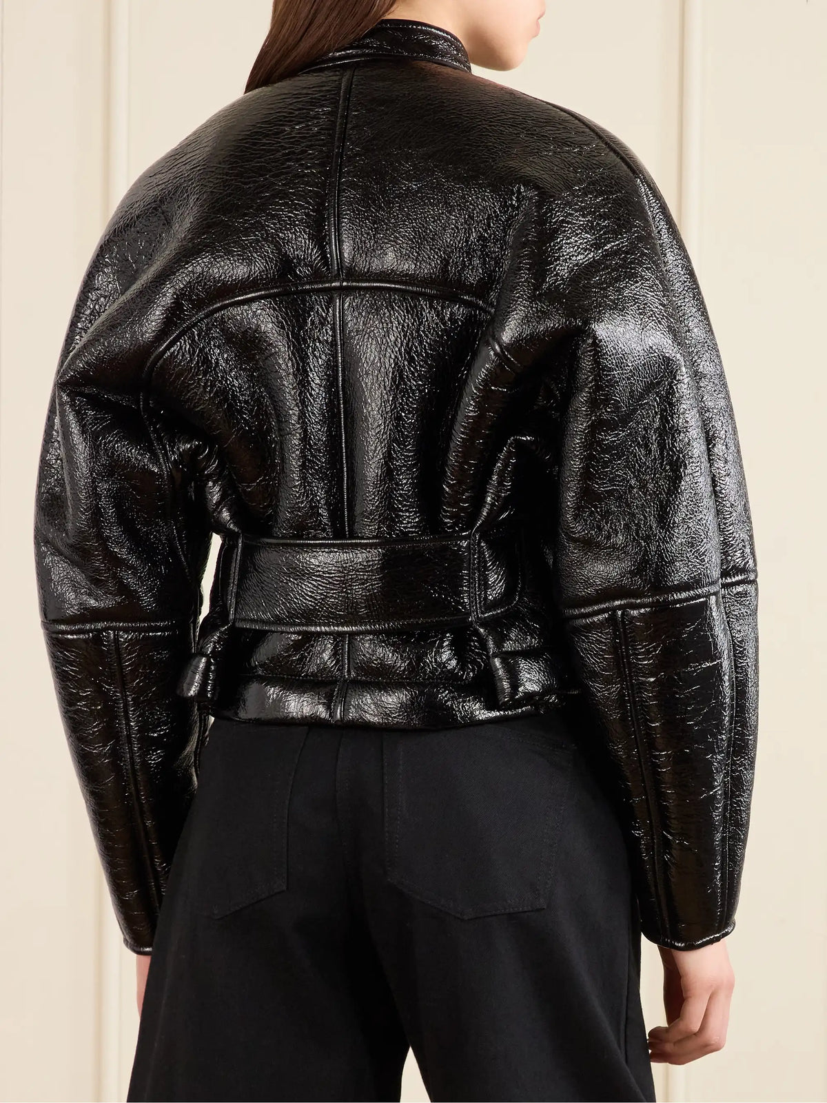 Cropped Shearling Bomber Jacket