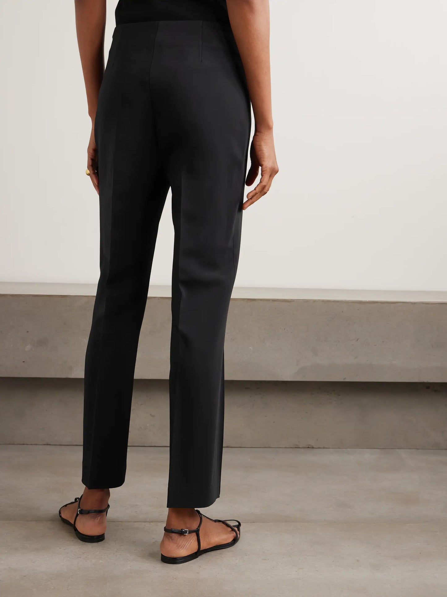 Pintucked Grain De Poudre Skinny Pants