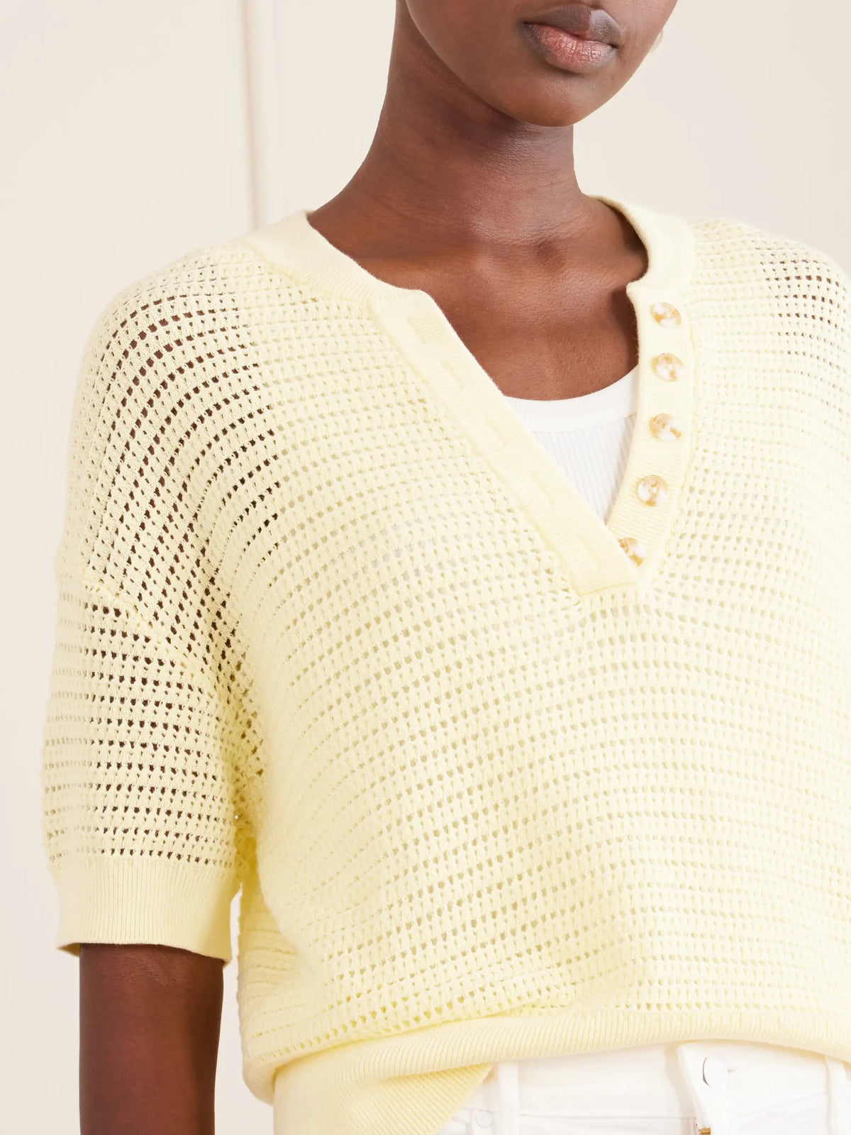Varley Callie Open-knit Cotton Top