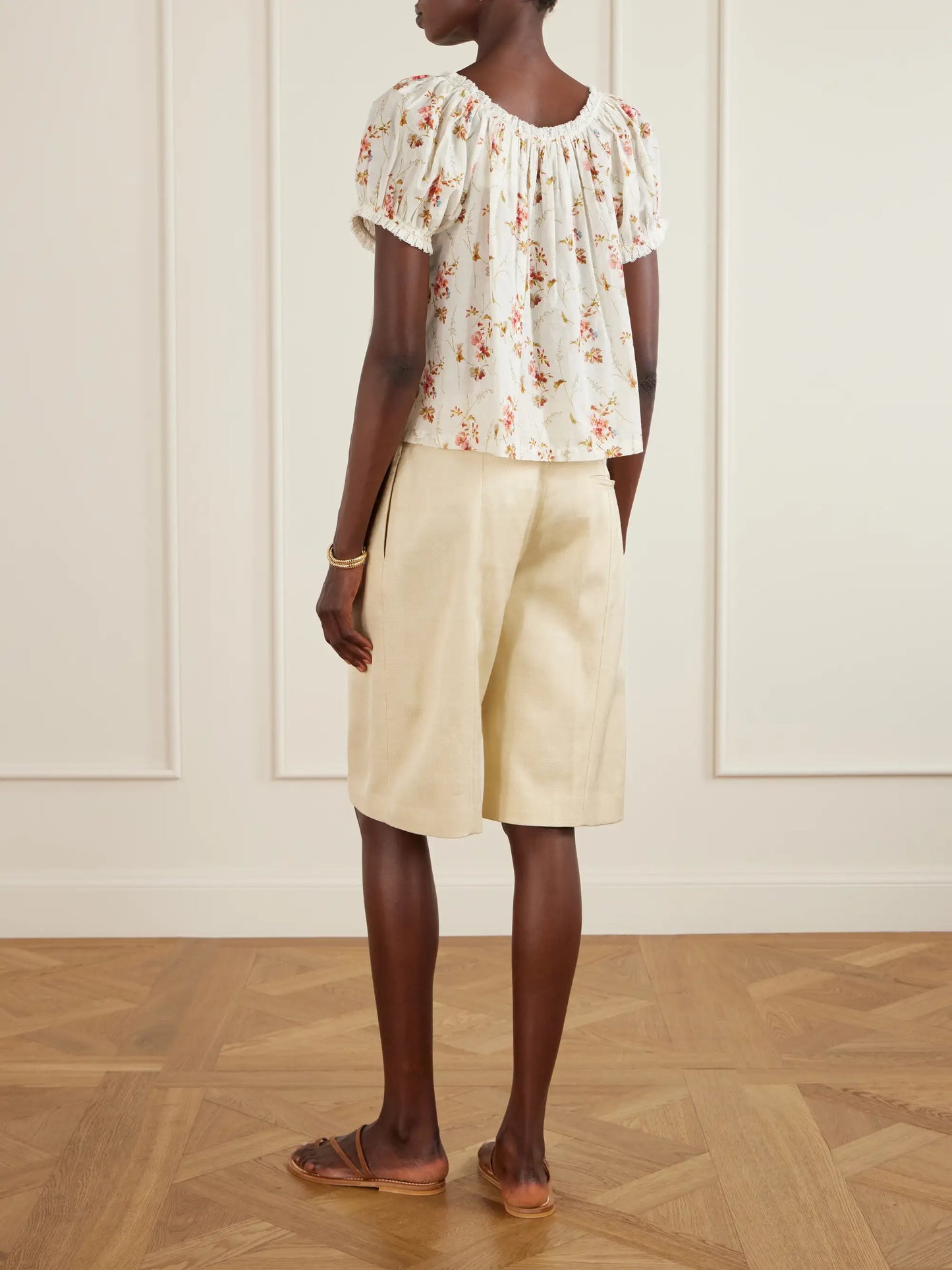 Frederica Lace-trimmed Floral-print Organic Cotton Blouse