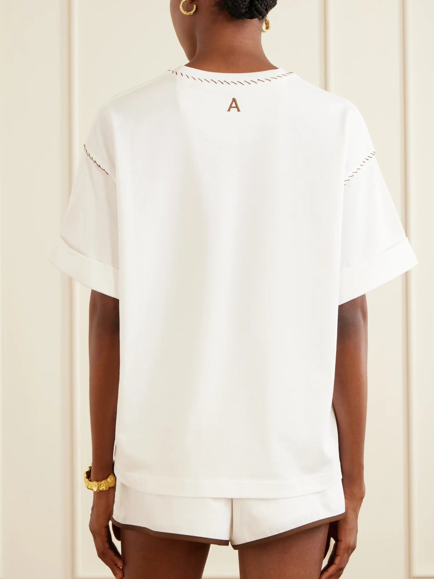 Scuba Embroidered Cotton-jersey T-shirt