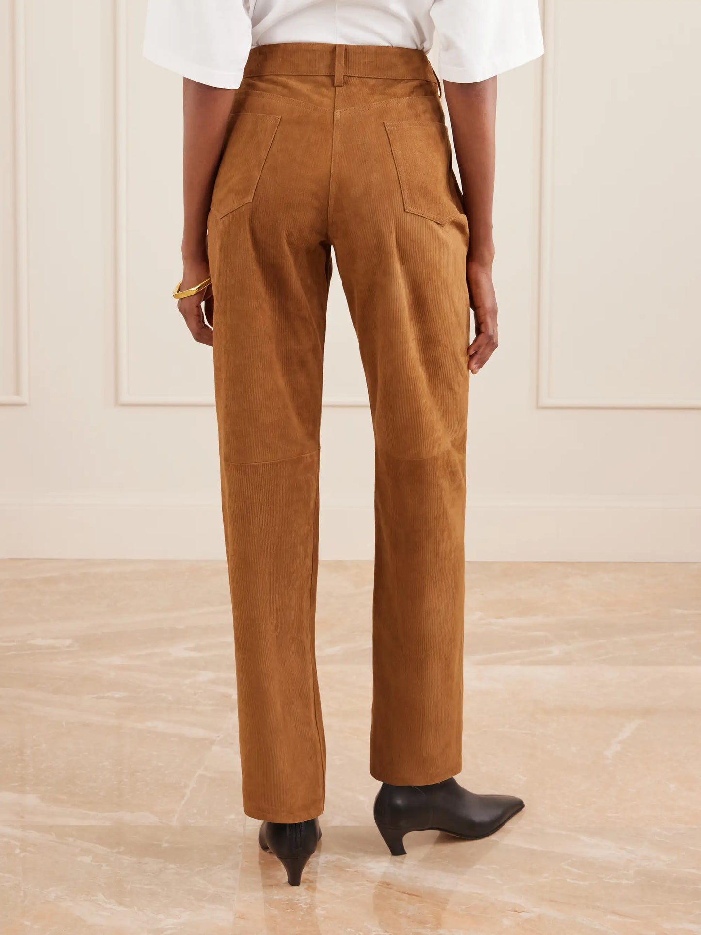 Suede Corduroy Straight-leg Pants