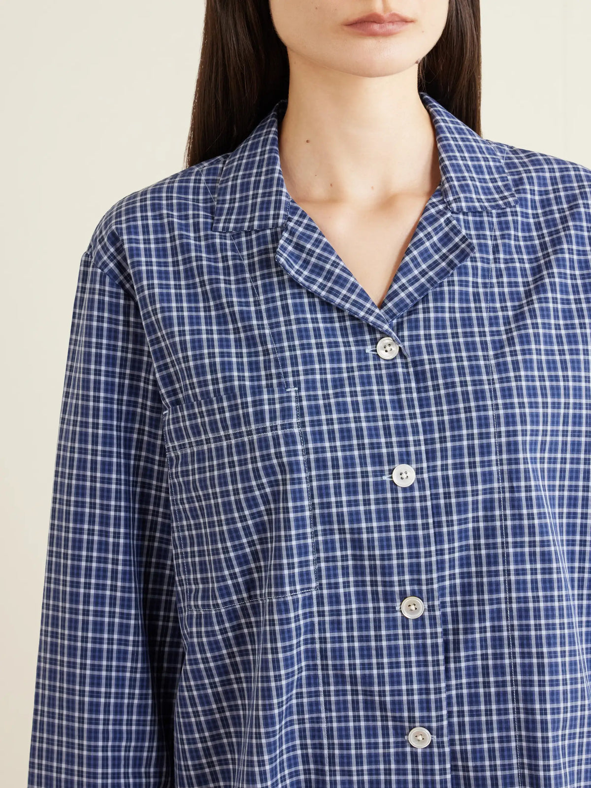 TEKLA Checked Organic Cotton Pajama Shirt