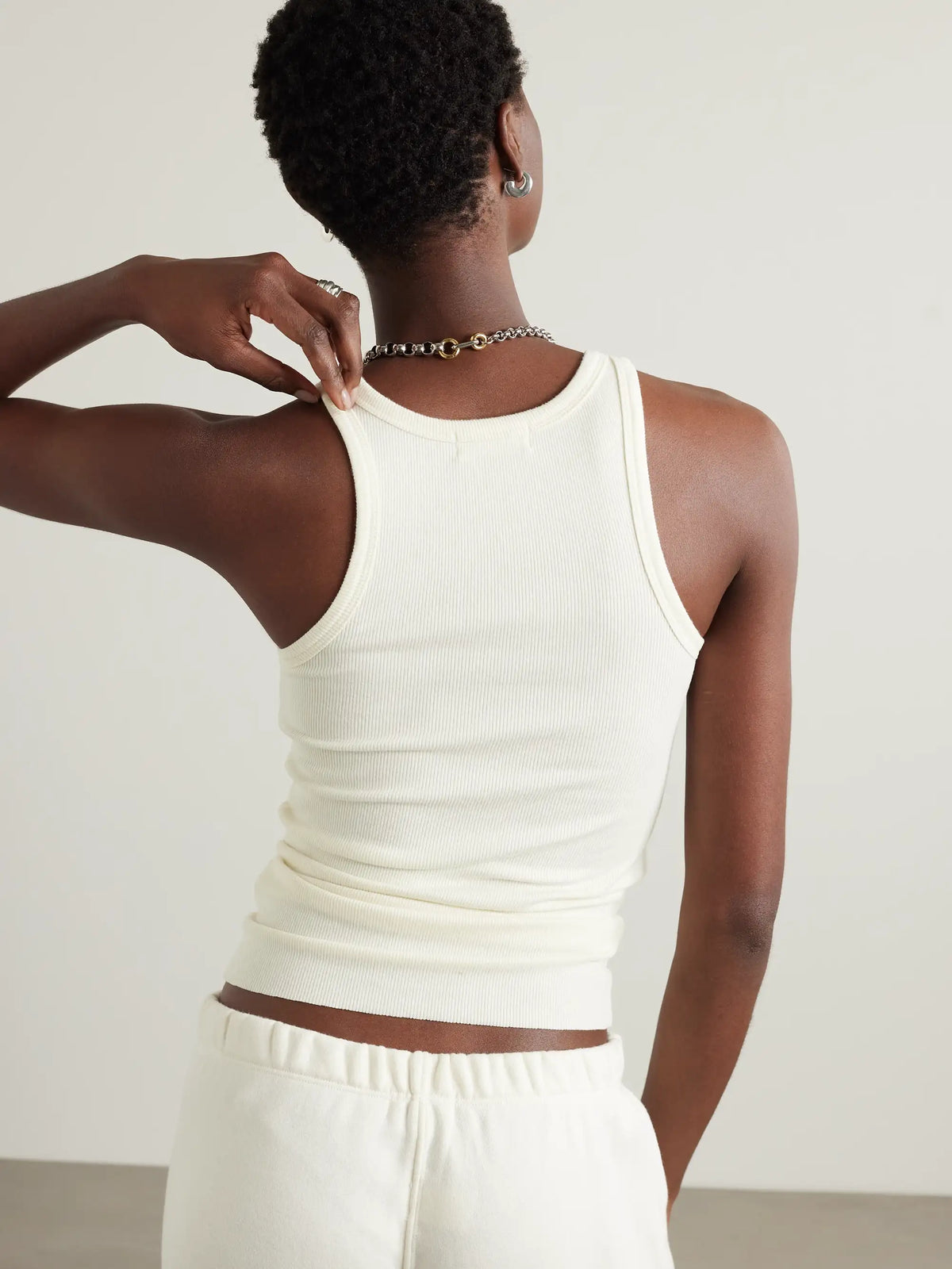 Ribbed Stretch-jersey Tank