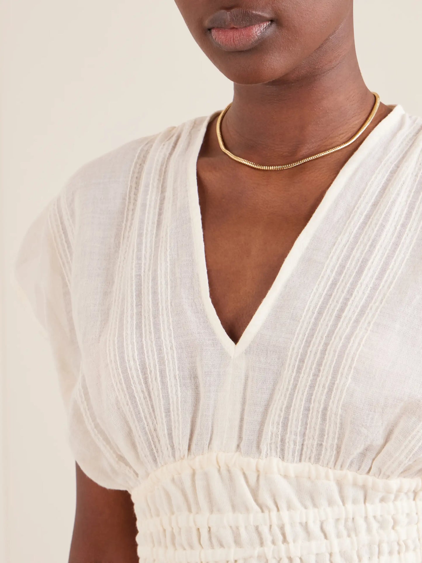 Alia Striped Cropped Cotton Top