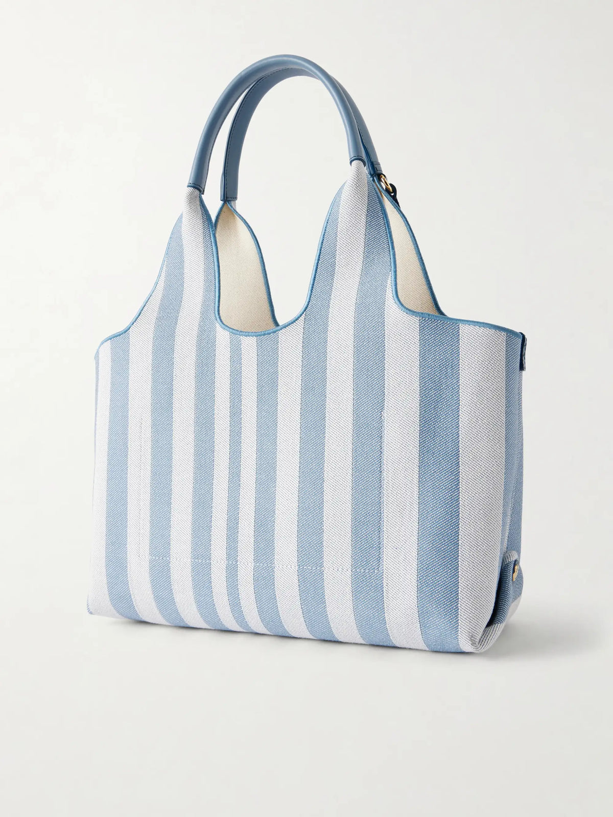 Striped Leather-trimmed Shoulder Bag