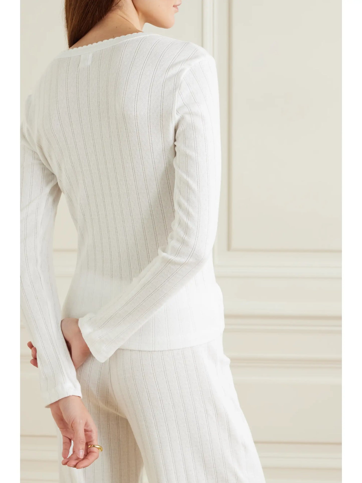 Pointelle-knit Cotton-jersey Top