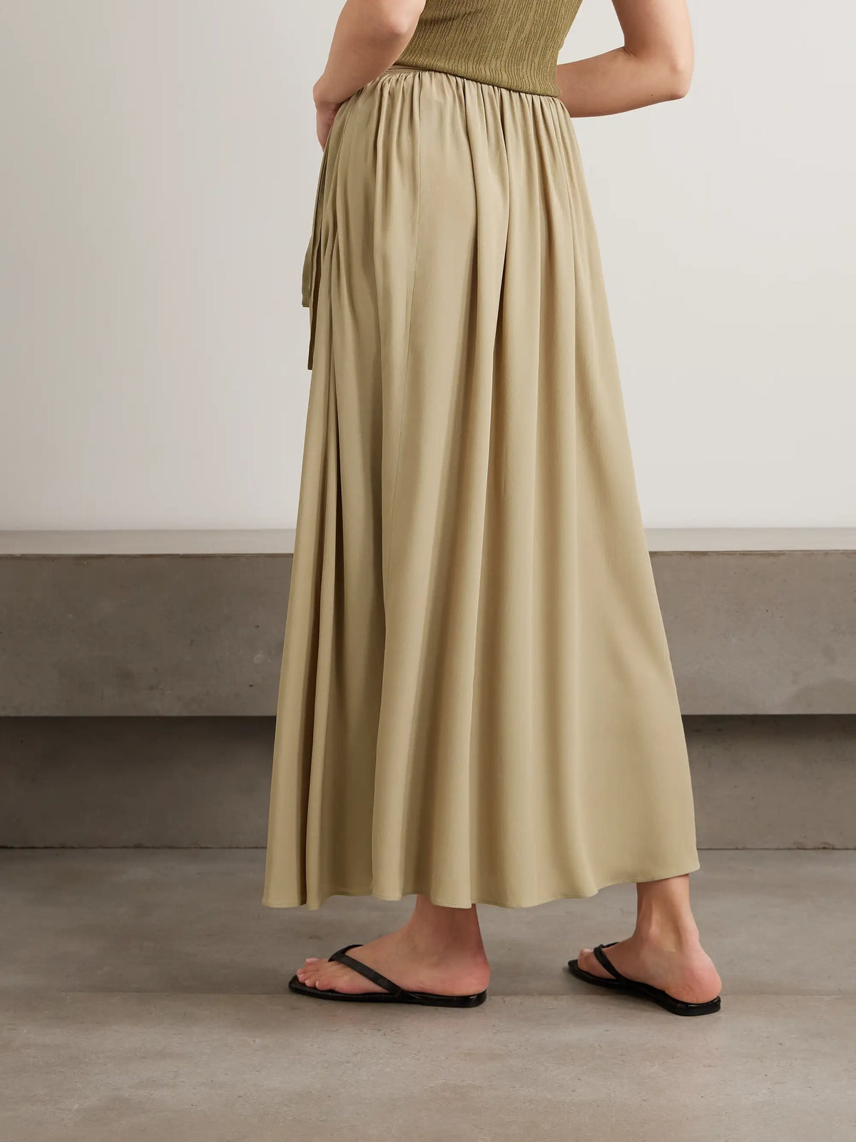 Elba Tie-detailed Crepe De Chine Maxi Skirt