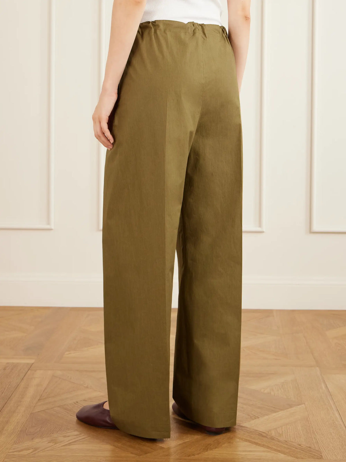 Another Tomorrow Pleated Cotton-poplin Straight-leg Pants