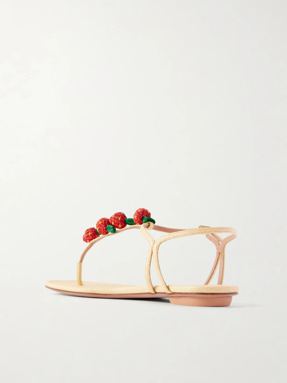 Fragolina Sugar Embellished Raffia-effect Flat Sandals