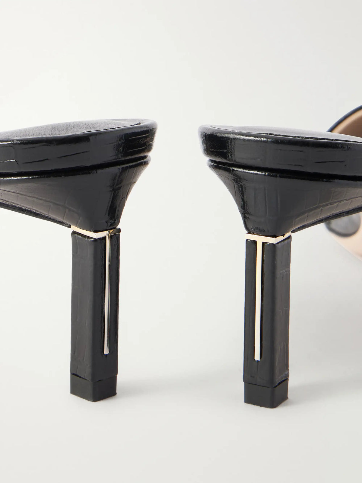 T Mule 55 Croc-embossed Leather Sandals