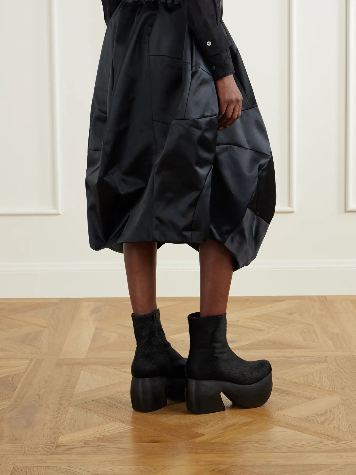 Comme des Garçons Gathered Satin Midi Skirt