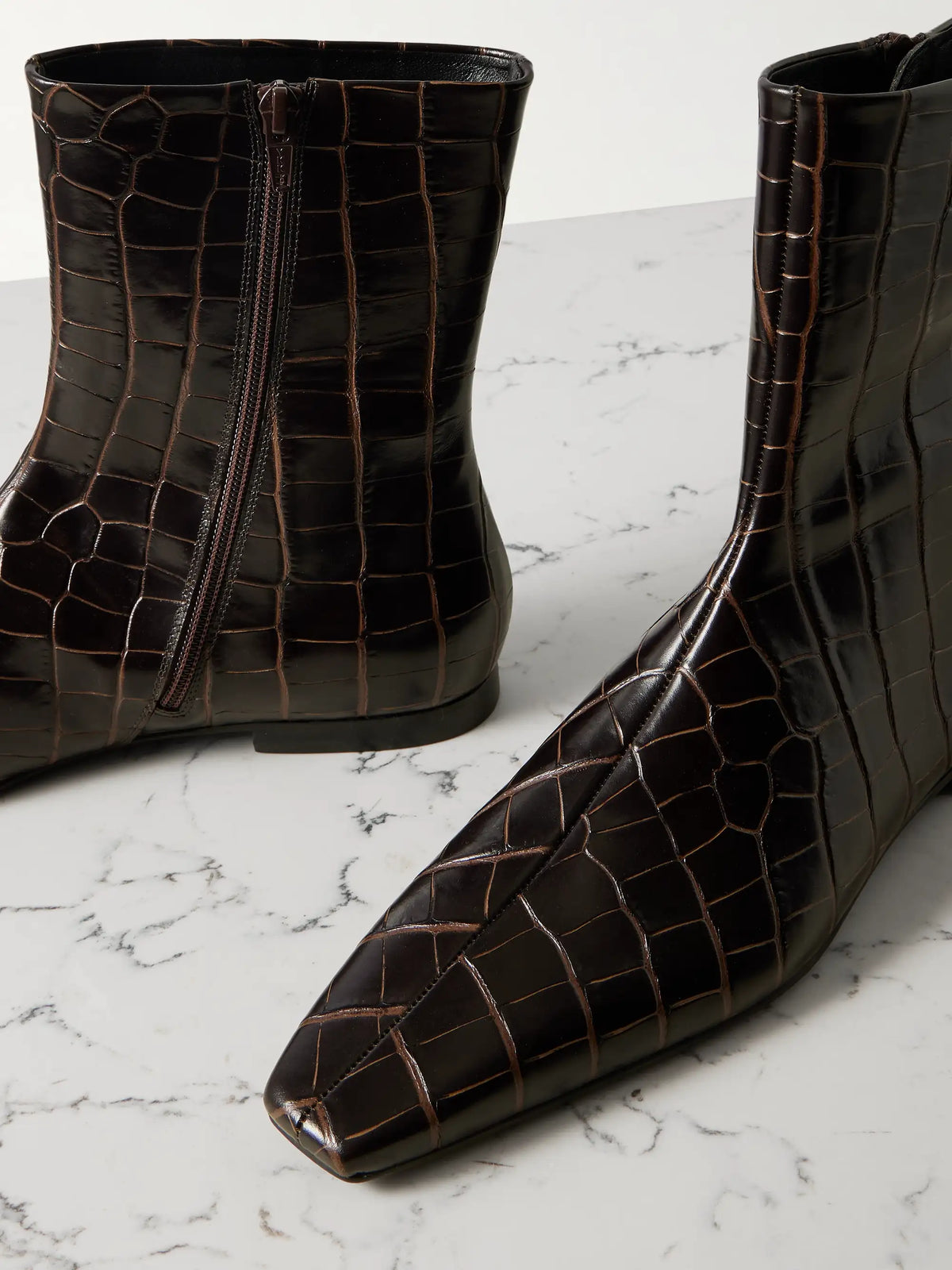 Croc-effect Leather Chelsea Boots