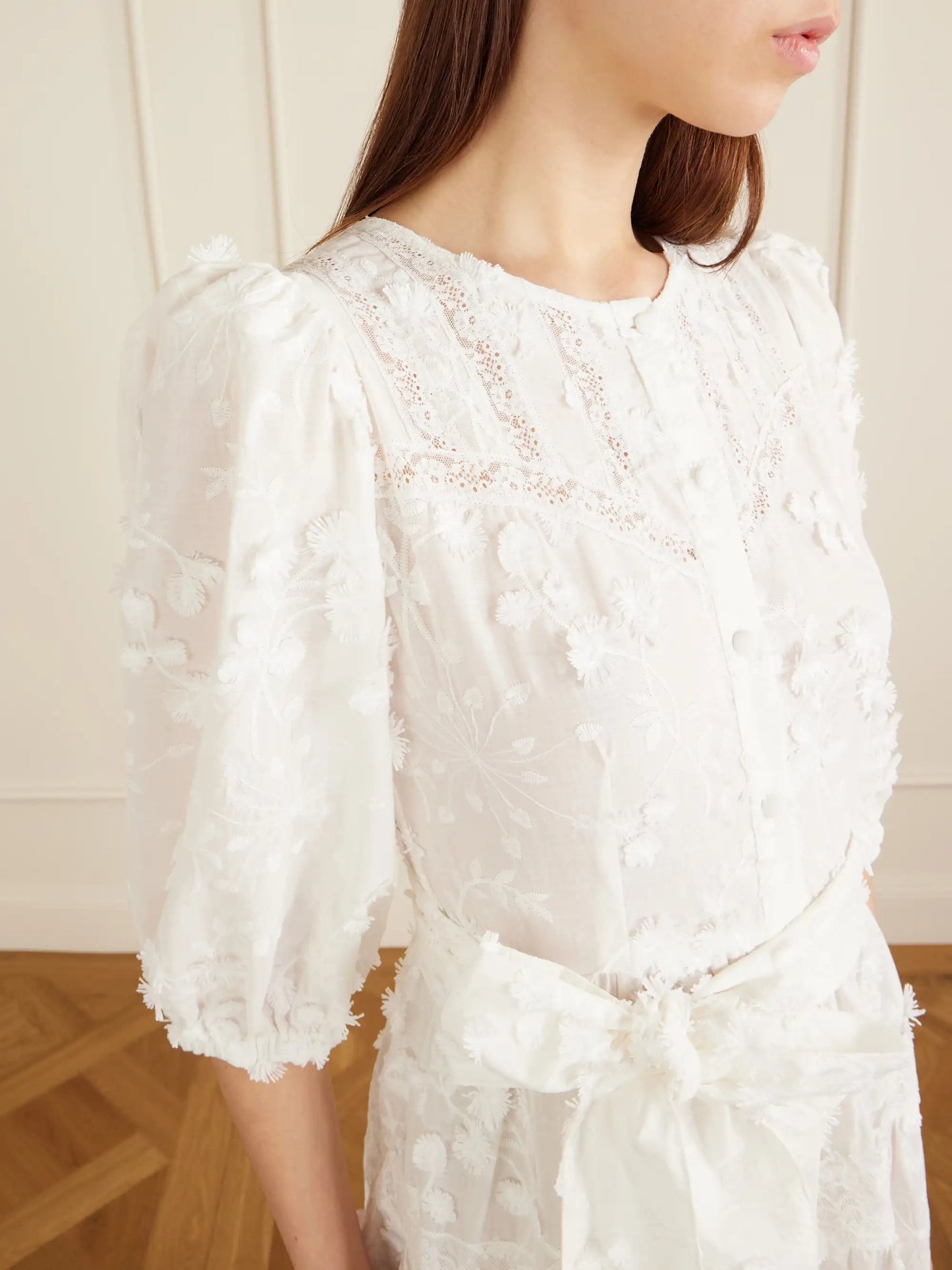 Poppi Belted Tiered Lace-trimmed Broderie Anglaise Cotton Maxi Dress