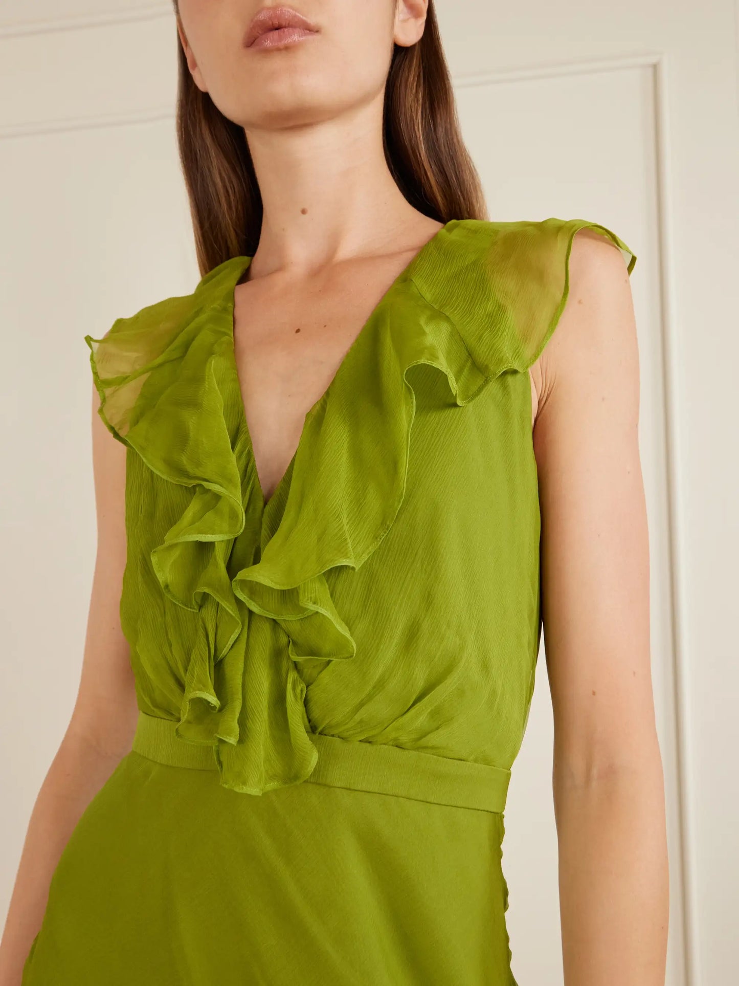Rita Gathered Ruffled Silk Gown