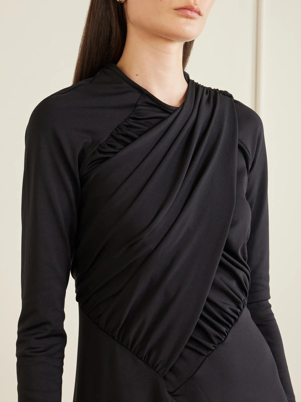 Gathered Crepe Midi Dress
