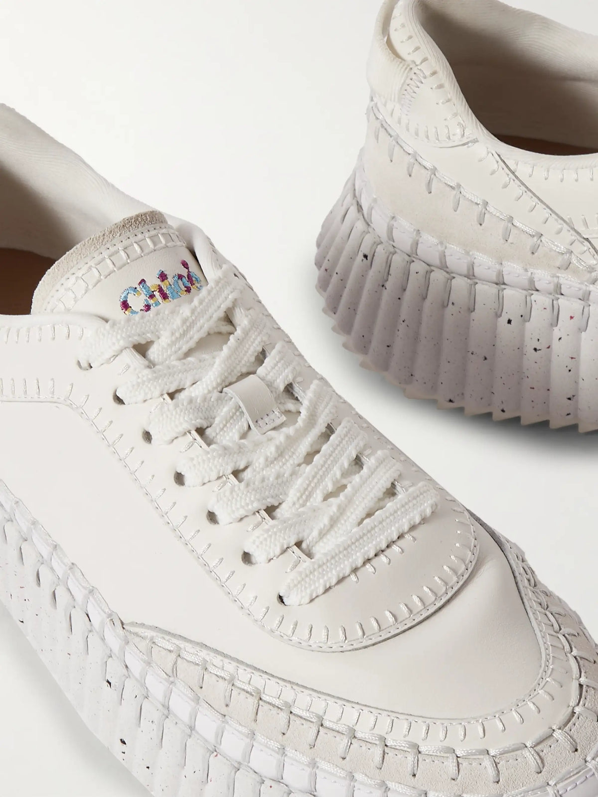 + Net Sustain Nama Embroidered Suede-trimmed Leather Sneakers