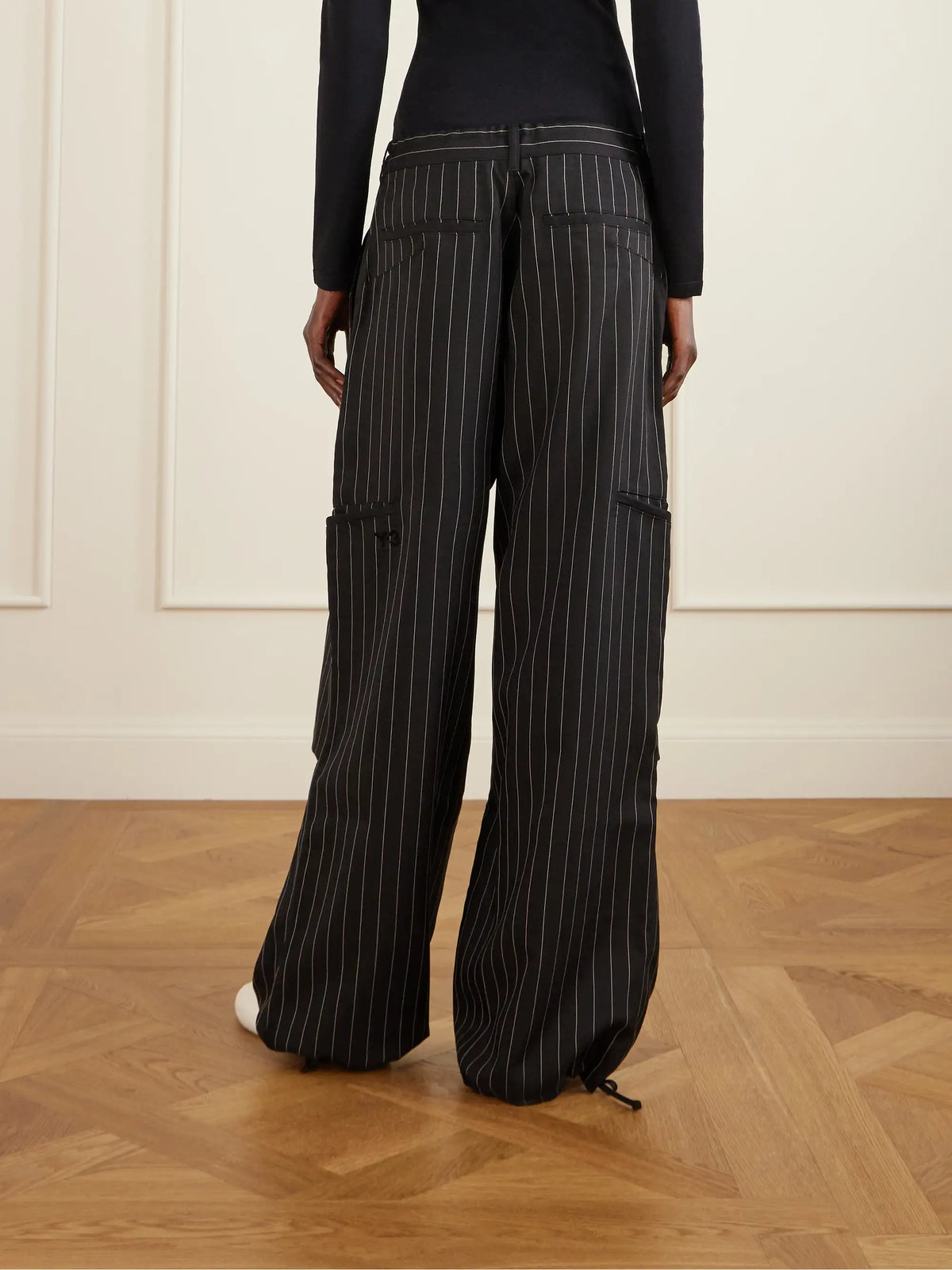 + Y-3 Pinstriped Recycled Woven Wide-leg Pants
