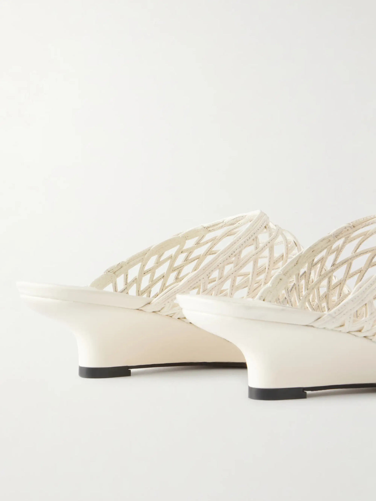 Woven Leather Wedge Mules