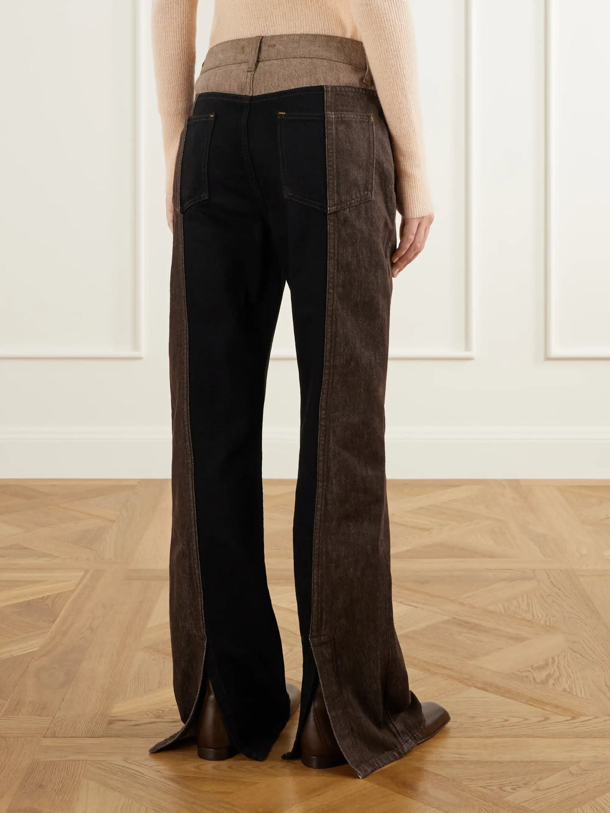 OSSOU Jane Paneled High-rise Straight-leg Jeans
