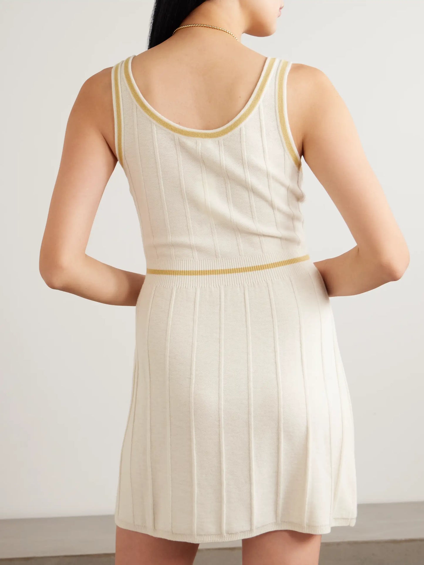 Elite Striped Ribbed Wool And Cashmere-blend Mini Dress