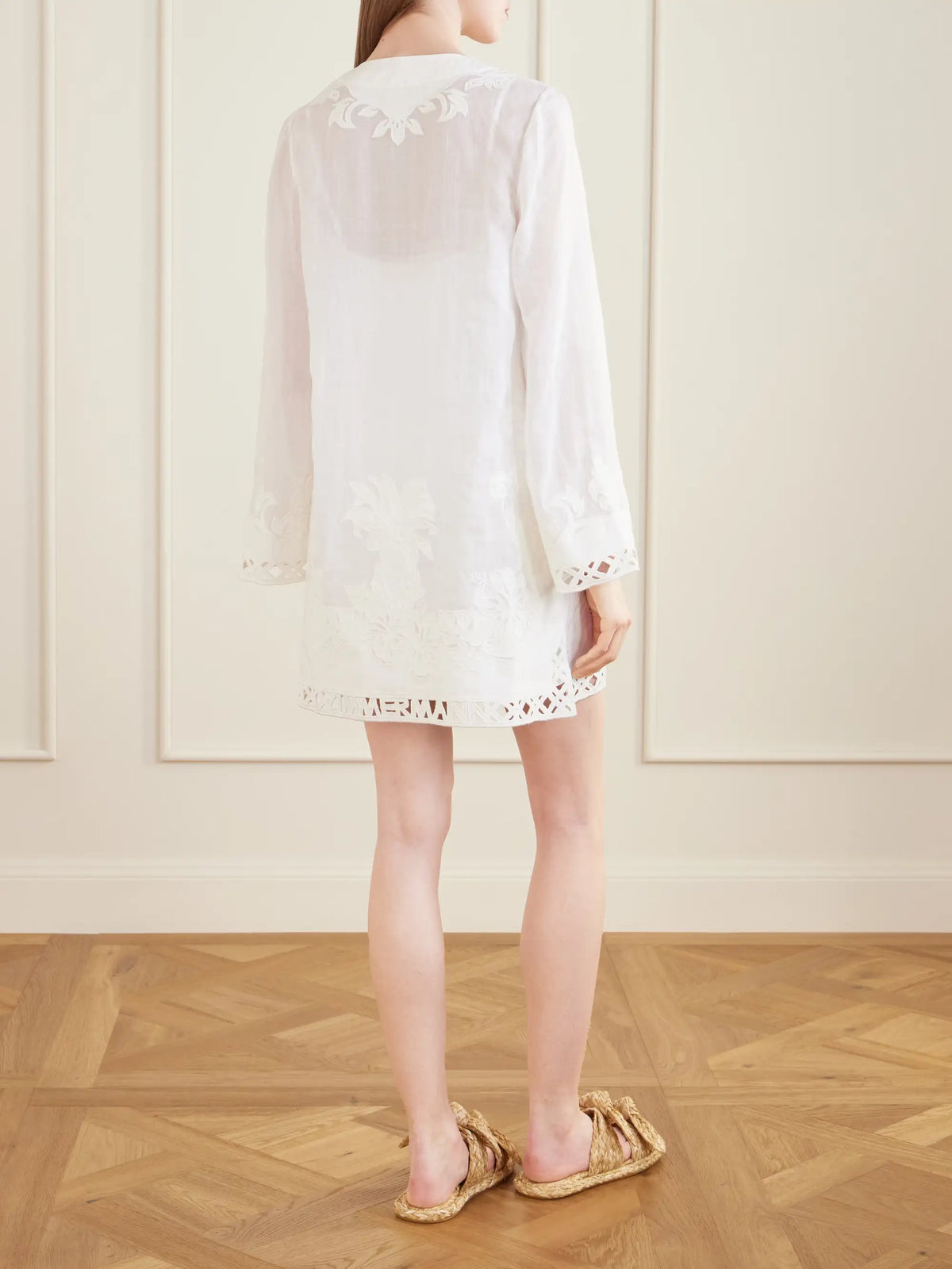 Indra Embroidered Ramie Mini Dress