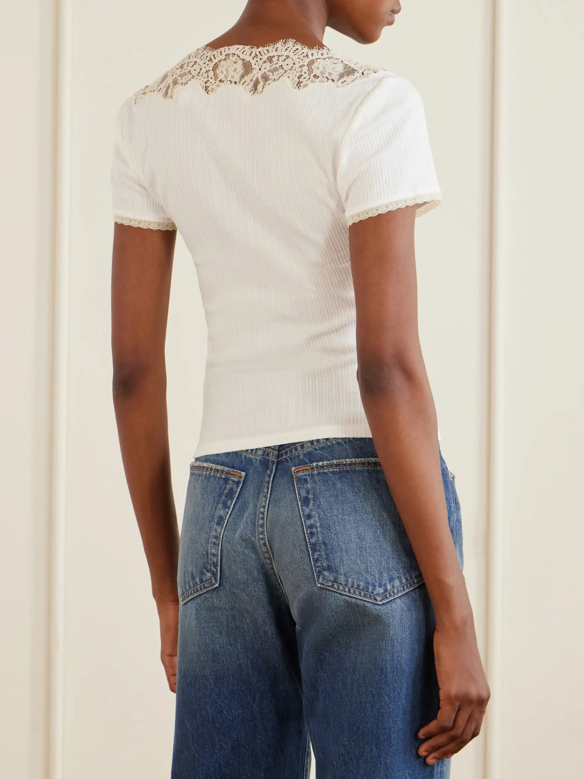DÔEN Nalia Lace-trimmed Organic Cotton T-shirt