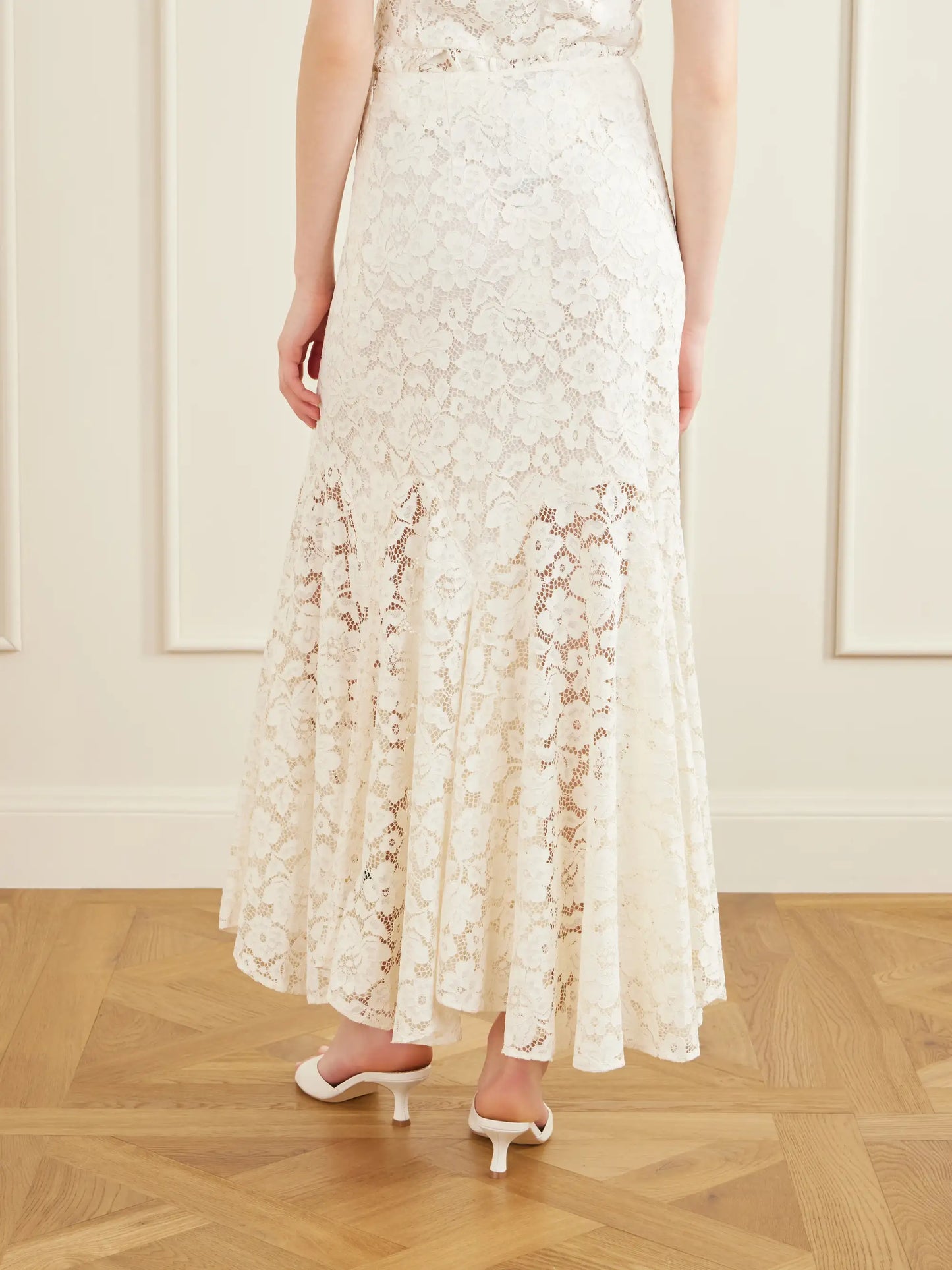 Jade Pleated Lace Midi Skirt